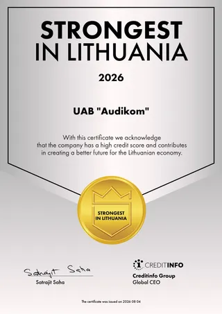 Creditinfo — Strongest in Lithuania 2026 (certificate issued 2026-08-04)