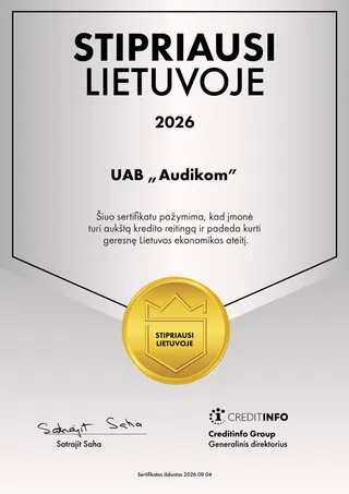 Creditinfo — Stipriausi Lietuvoje 2026 (sertifikatas išduotas 2026-08-04)